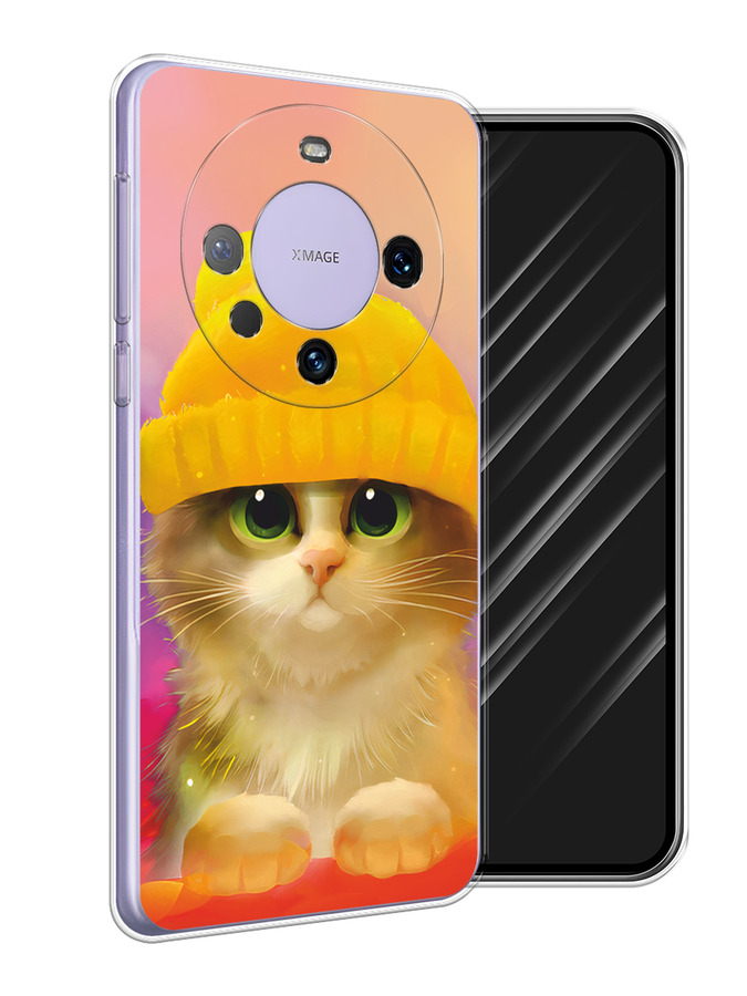 

Чехол Awog на Huawei Mate 60 Pro "Котенок в желтой шапке", Желтый, 6122250-1