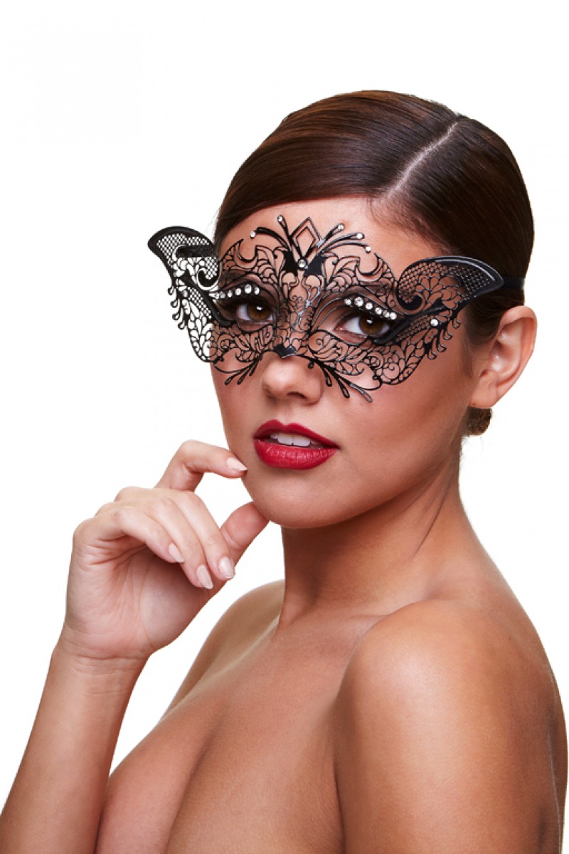 Маскарадная маска Baci Lingerie Masq Madame со стразами черная