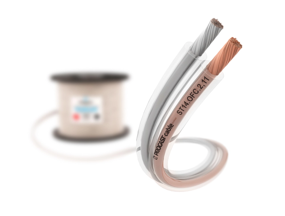 фото Акустический прозрачный спикерный кабель 2х2,11mm2 procast cable st 14.ofc.2,11 10 м
