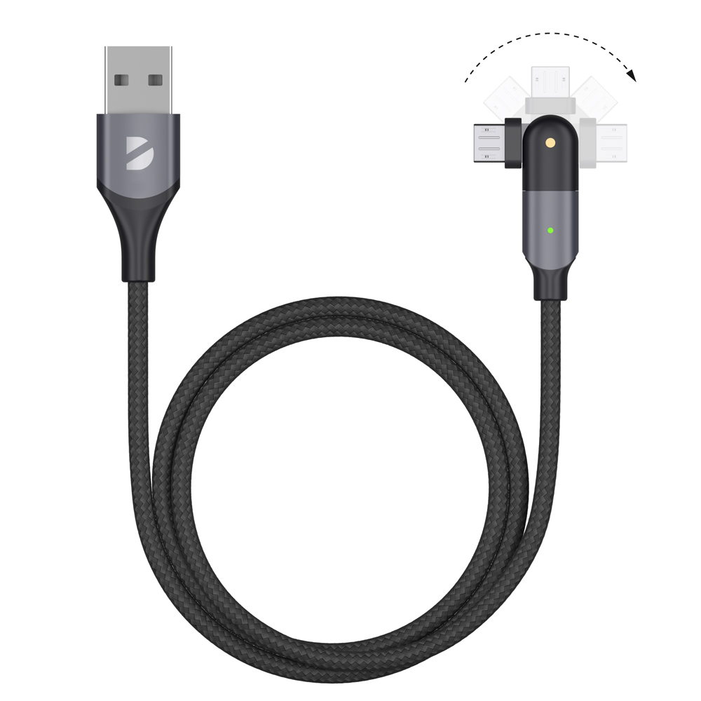 фото Кабель deppa usb - micro usb поворотный, 180°, 3а, 1.2 м, черный 72324