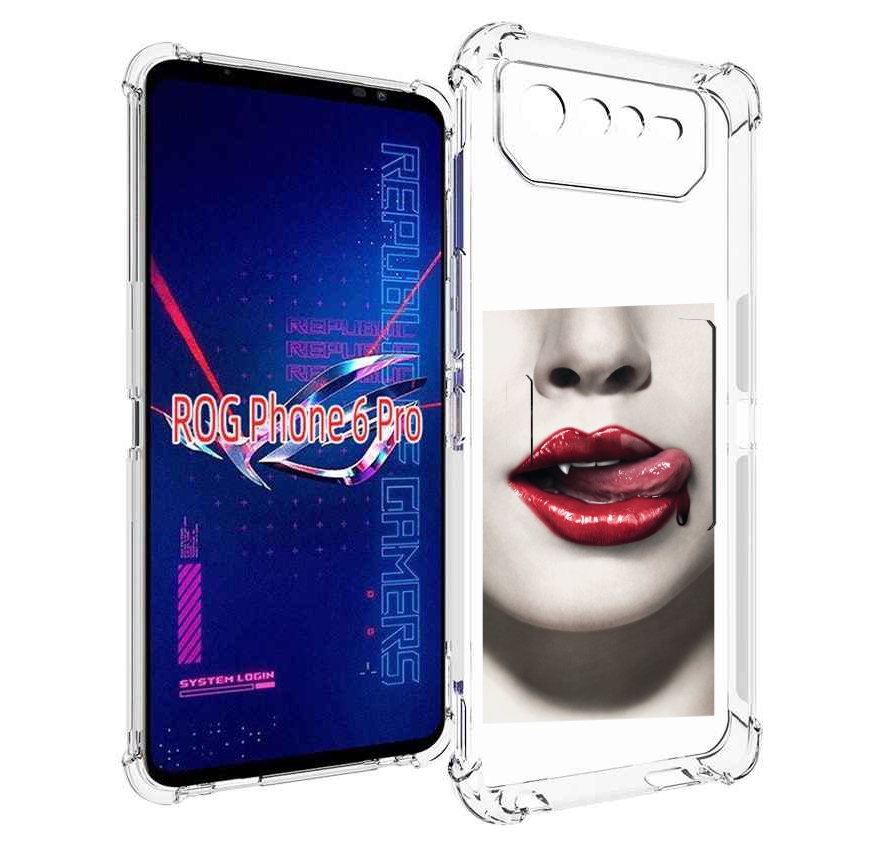 

Чехол MyPads губы-вампирши для Asus ROG Phone 6 Pro, Прозрачный, Tocco
