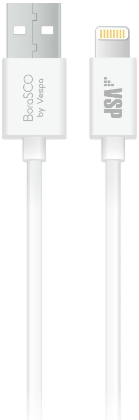 Кабель BoraSCO USB - Lightning 1 м, белый (37338)