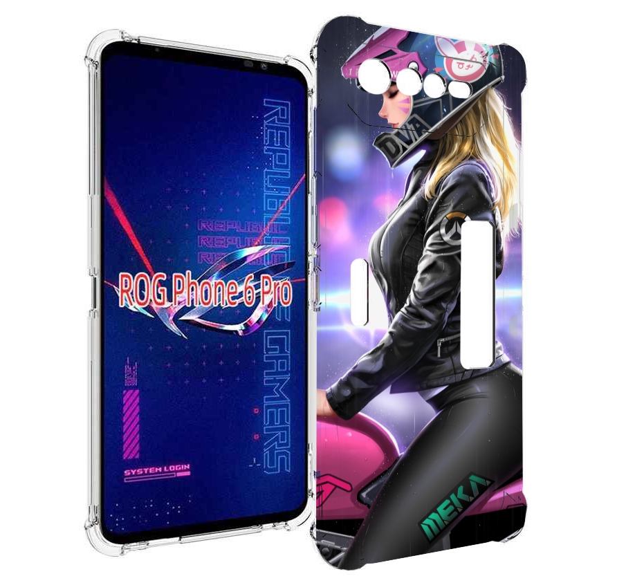 Чехол MyPads девушка на мотоцикле неон женский для Asus ROG Phone 6 Pro