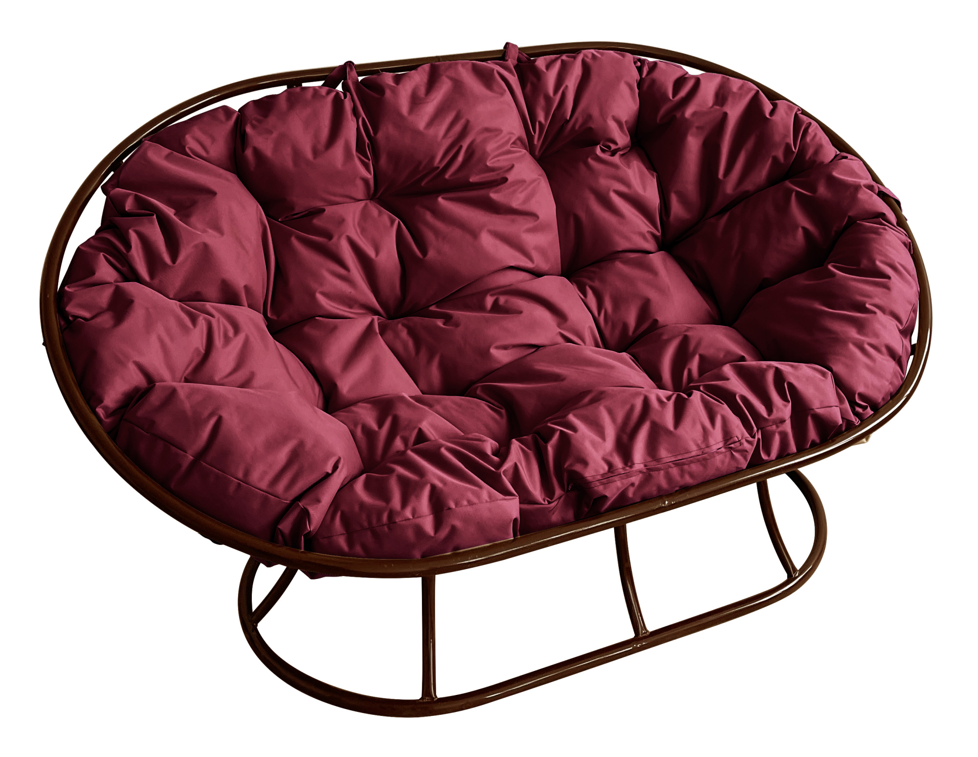 фото Диван садовый m-group мамасан коричневый 12100202 бордовая подушка