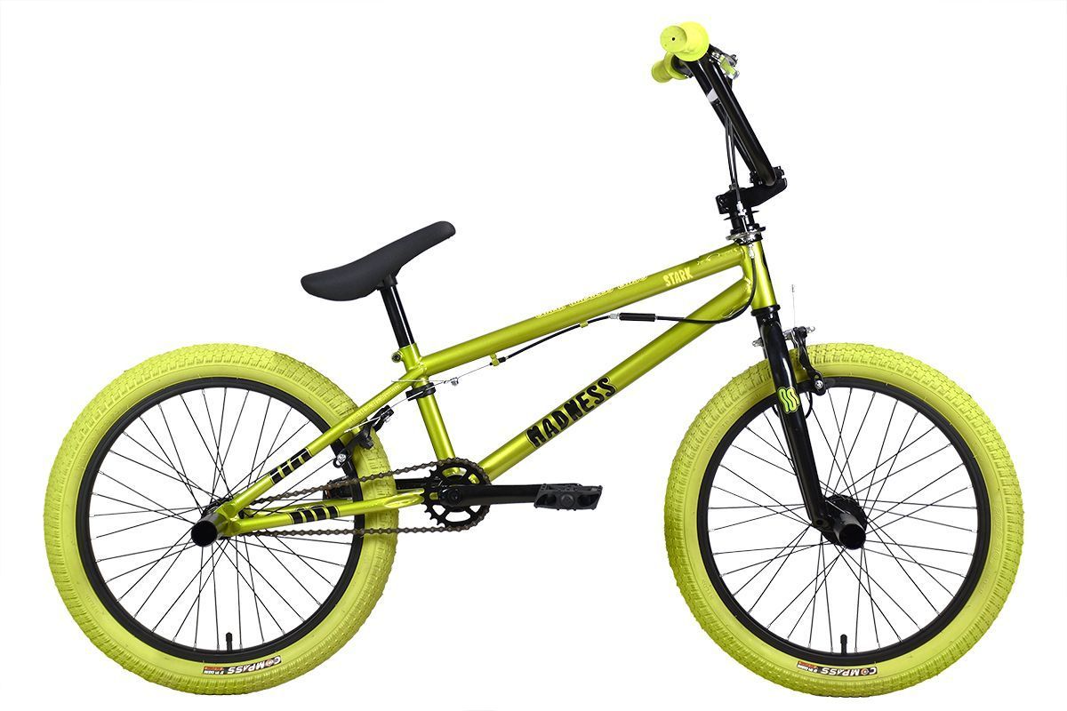 Велосипед Stark Madness BMX 3 (2024) зеленый металлик/черный, зеленый/хаки 9