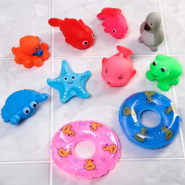 

Игрушки для ванной Крошка Я Морские жители, 10 шт, малышей, Разноцветный, Морские жители, 10 шт, для малышей