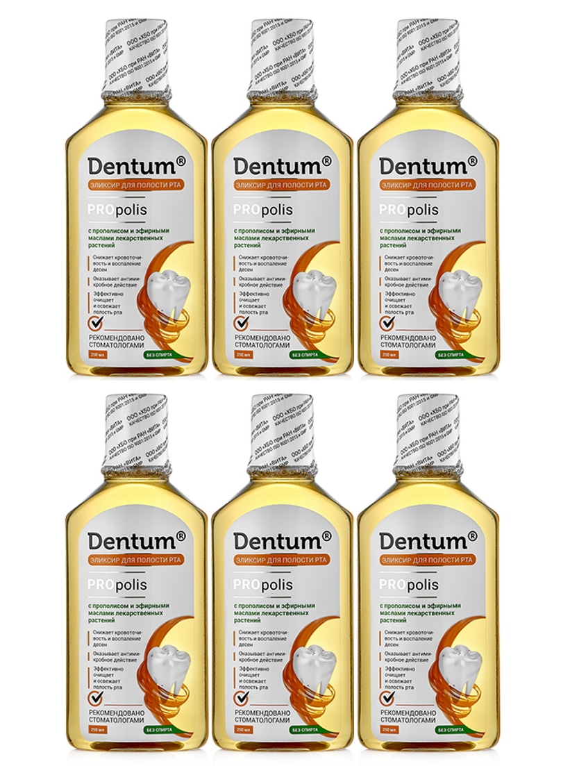 Комплект Эликсир Dentum PROpolis с прополисом и маслами лекарственных трав 250 мл х 6 шт.