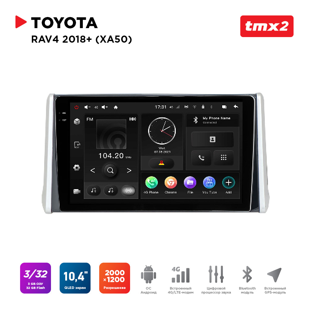 ШГУ Toyota RAV4 18 XA50 MAXIMUM Incar TMX2-2204-3 Android 1020001200 BT wi-fi 4G 34390₽