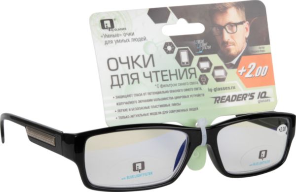 

Очки для чтения IQ Glasses +2,0 с фильтром синие