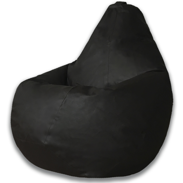 фото Кресло мешок груша черная экокожа xl, классический dreambag