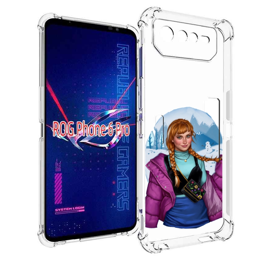 Чехол MyPads девушка-в-фиолетовой-куртке женский для Asus ROG Phone 6 Pro