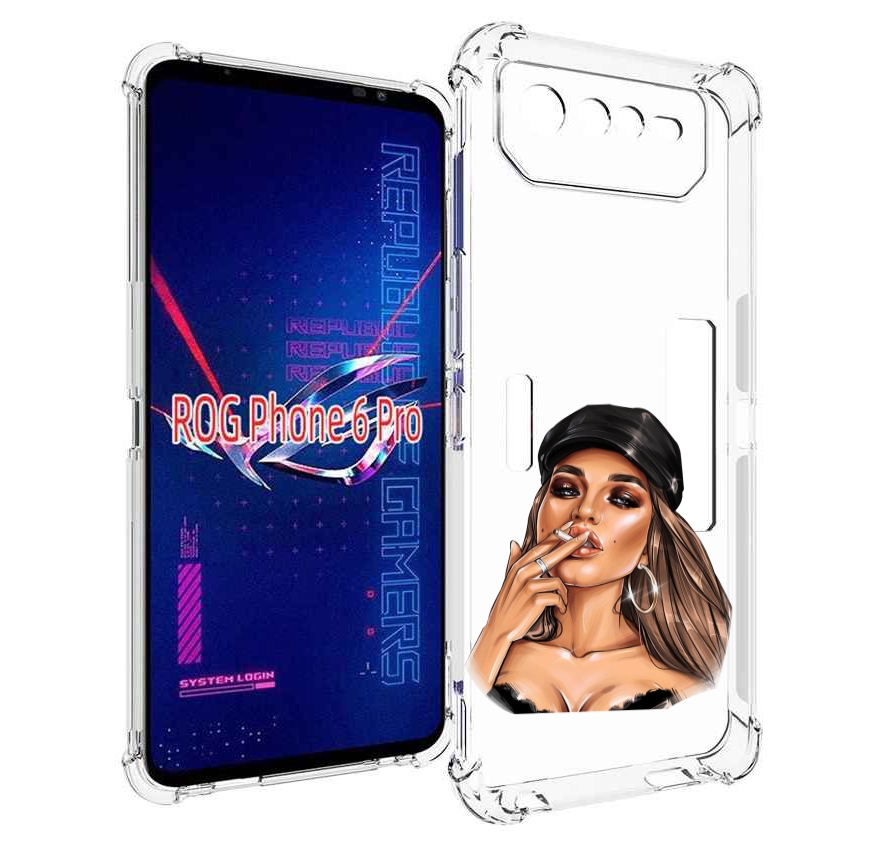 

Чехол MyPads девушка-в-шапке-с-сигаретой для Asus ROG Phone 6 Pro, Прозрачный, Tocco