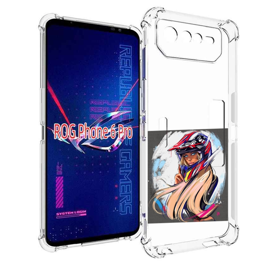 

Чехол MyPads девушка-в-шлеме для Asus ROG Phone 6 Pro, Прозрачный, Tocco