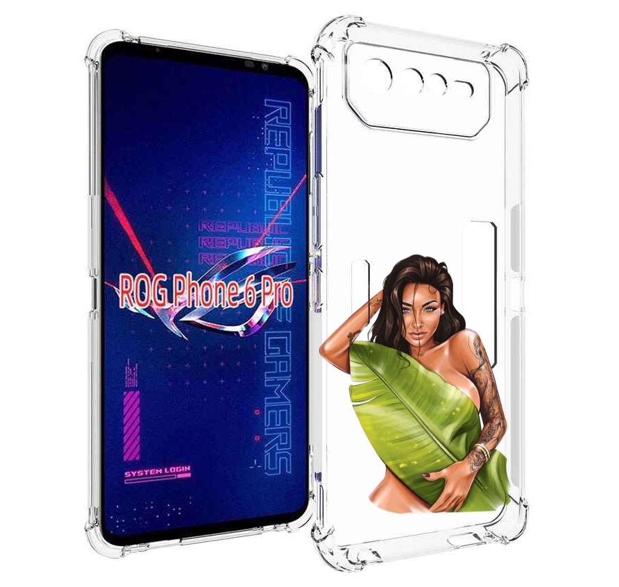

Чехол MyPads девушка-модель-с-большим-листом женский для Asus ROG Phone 6 Pro, Прозрачный, Tocco