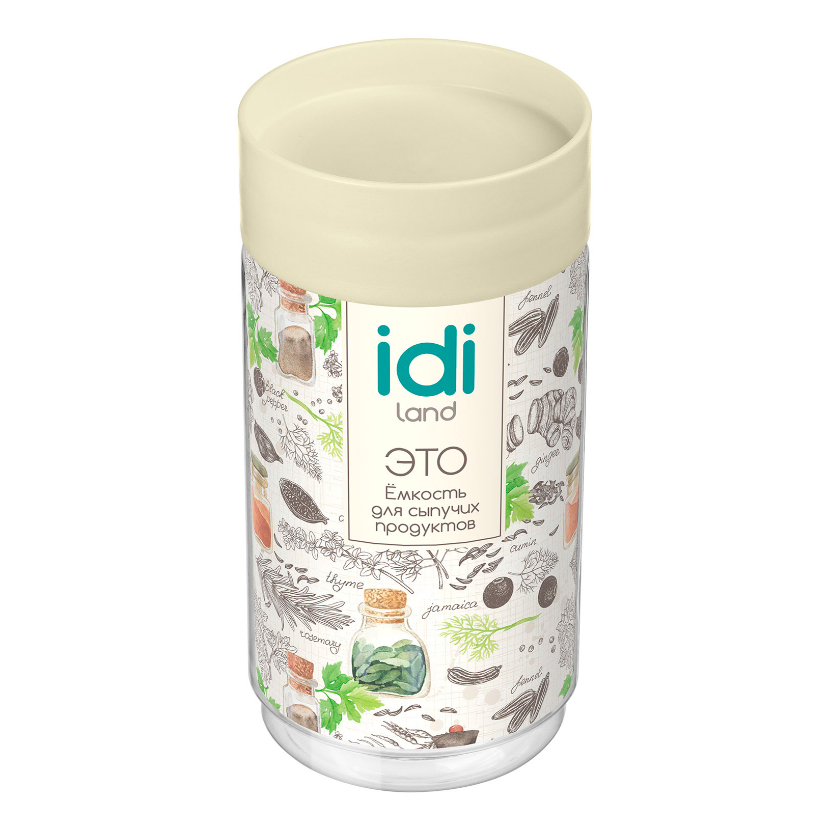 

Емкость для сыпучиx продуктов Idiland 1 л, Прозрачный