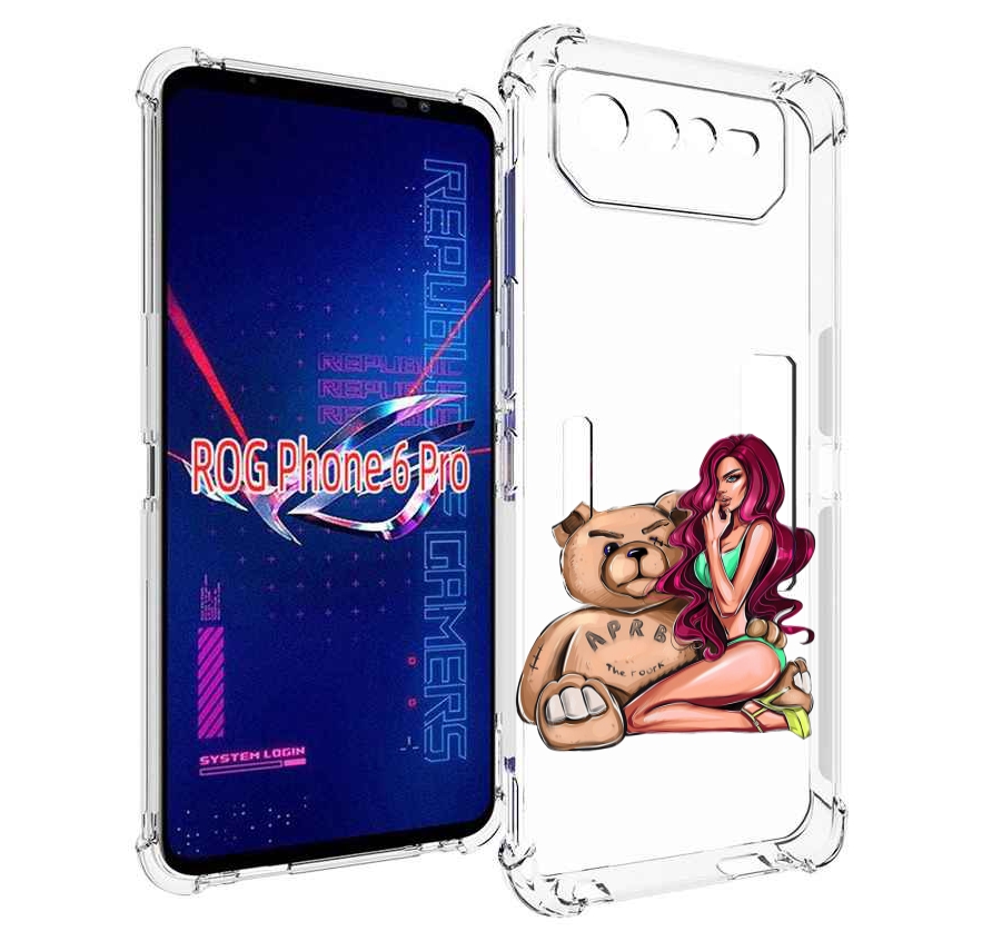 

Чехол MyPads девушка-с-большим-плюшевым-мишкой для Asus ROG Phone 6 Pro, Прозрачный, Tocco