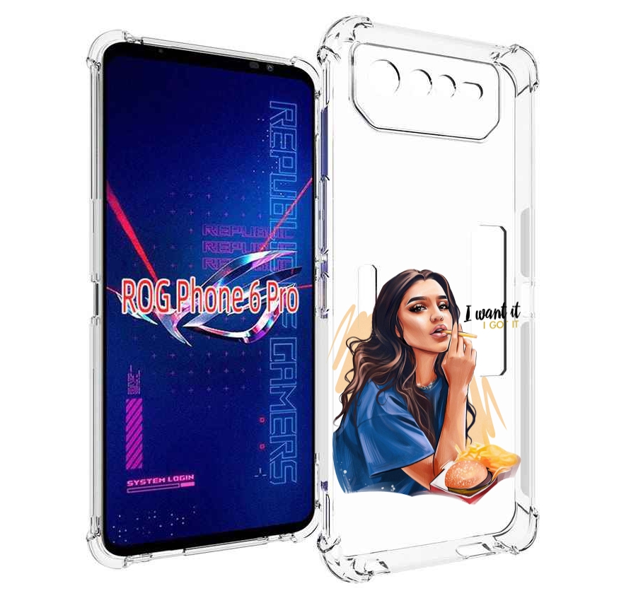 

Чехол MyPads девушка-с-едой-и-сигаретой женский для Asus ROG Phone 6 Pro, Прозрачный, Tocco