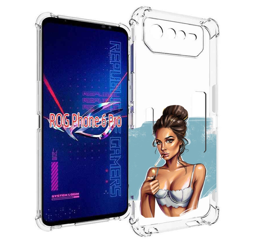 

Чехол MyPads девушка-с-зажигалкой для Asus ROG Phone 6 Pro, Прозрачный, Tocco