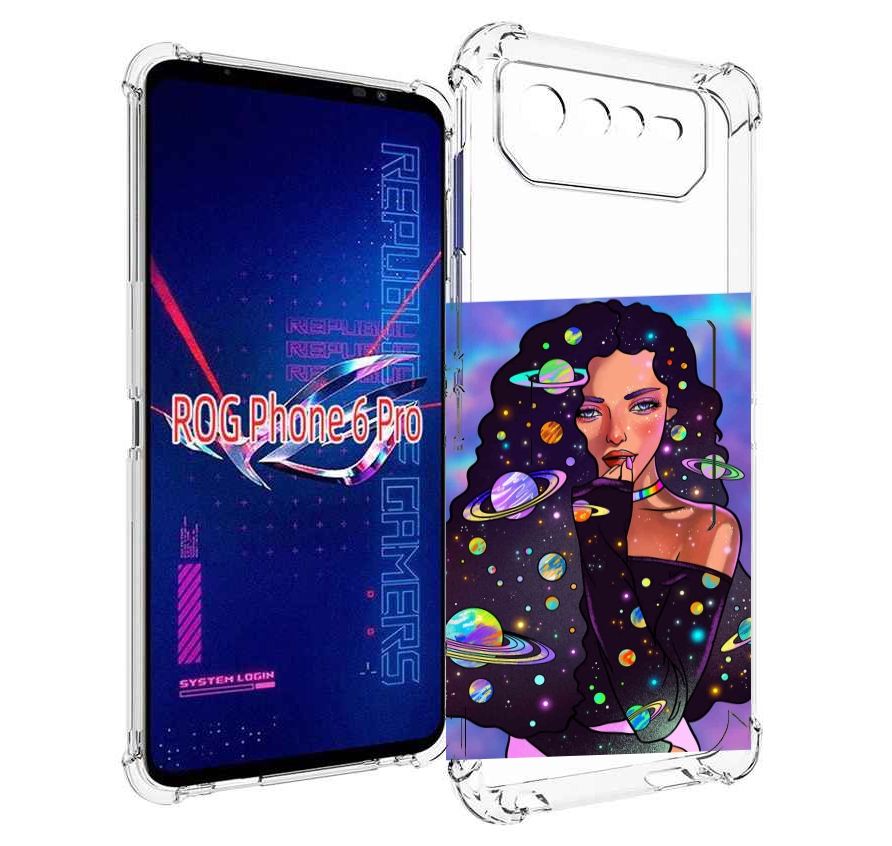 

Чехол MyPads девушка-с-планетами-в-волосах женский для Asus ROG Phone 6 Pro, Прозрачный, Tocco