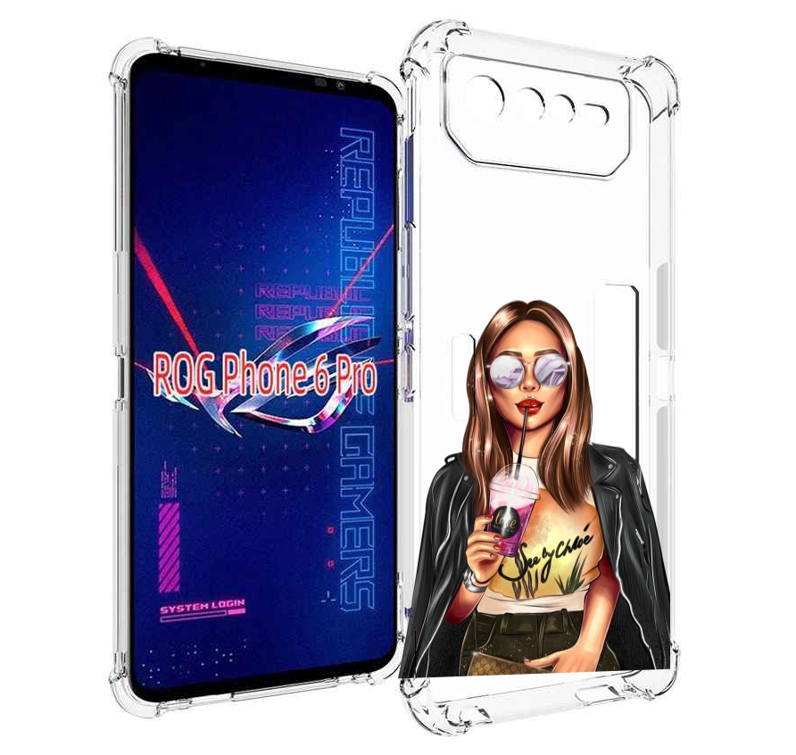 

Чехол MyPads девушка-с-фиолетовым-коктейлем женский для Asus ROG Phone 6 Pro, Прозрачный, Tocco