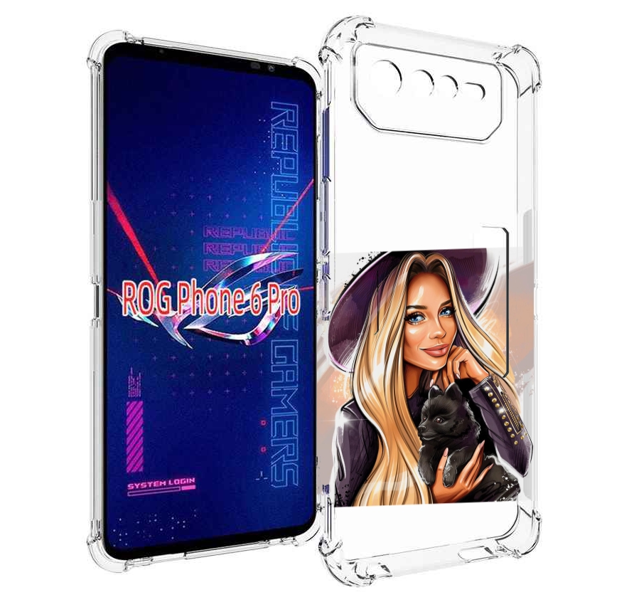 

Чехол MyPads девушка-с-черным-щенком женский для Asus ROG Phone 6 Pro, Прозрачный, Tocco