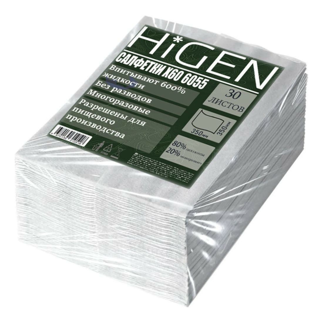 

Салфетки Higen хозяйственные целлюлоза, полипропилен 35 х 35 см белые 30 шт