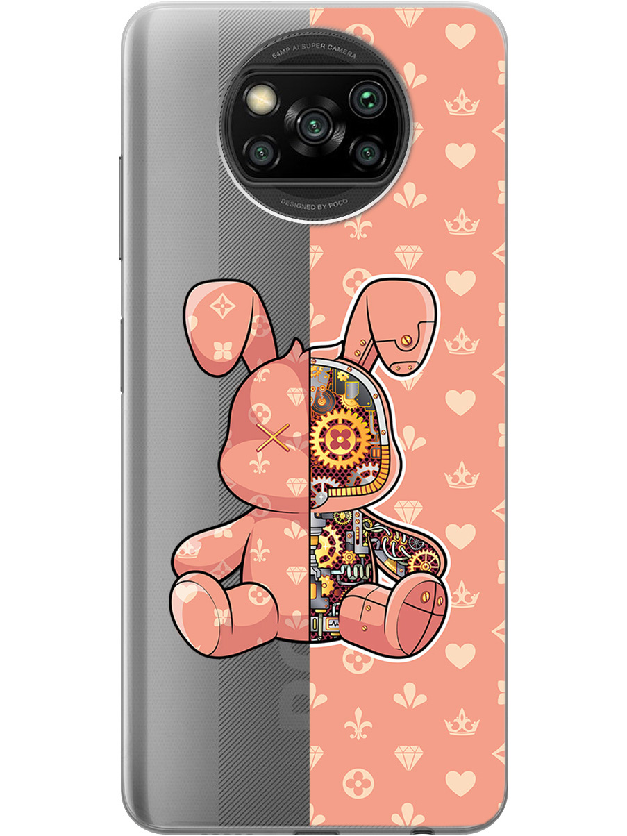 

Силиконовый чехол на Xiaomi Poco X3 / X3 Pro с принтом "Персиковый Кролик с механизмом", Прозрачный;бежевый;оранжевый, 723602771