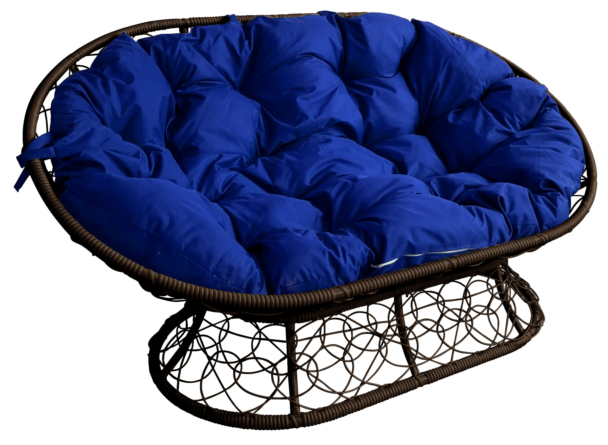 фото Диван садовый m-group мамасан коричневый ротанг 12110210 синяя подушка
