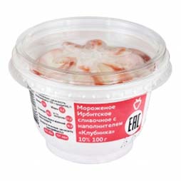 

Мороженое Ирбитское сливочное с клубникой 100 г бзмж