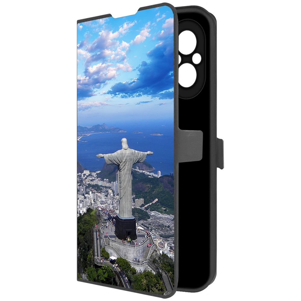 

Чехол-книжка Krutoff Eco Book для Realme C67 Бразилия, Статуя Христа (черный)