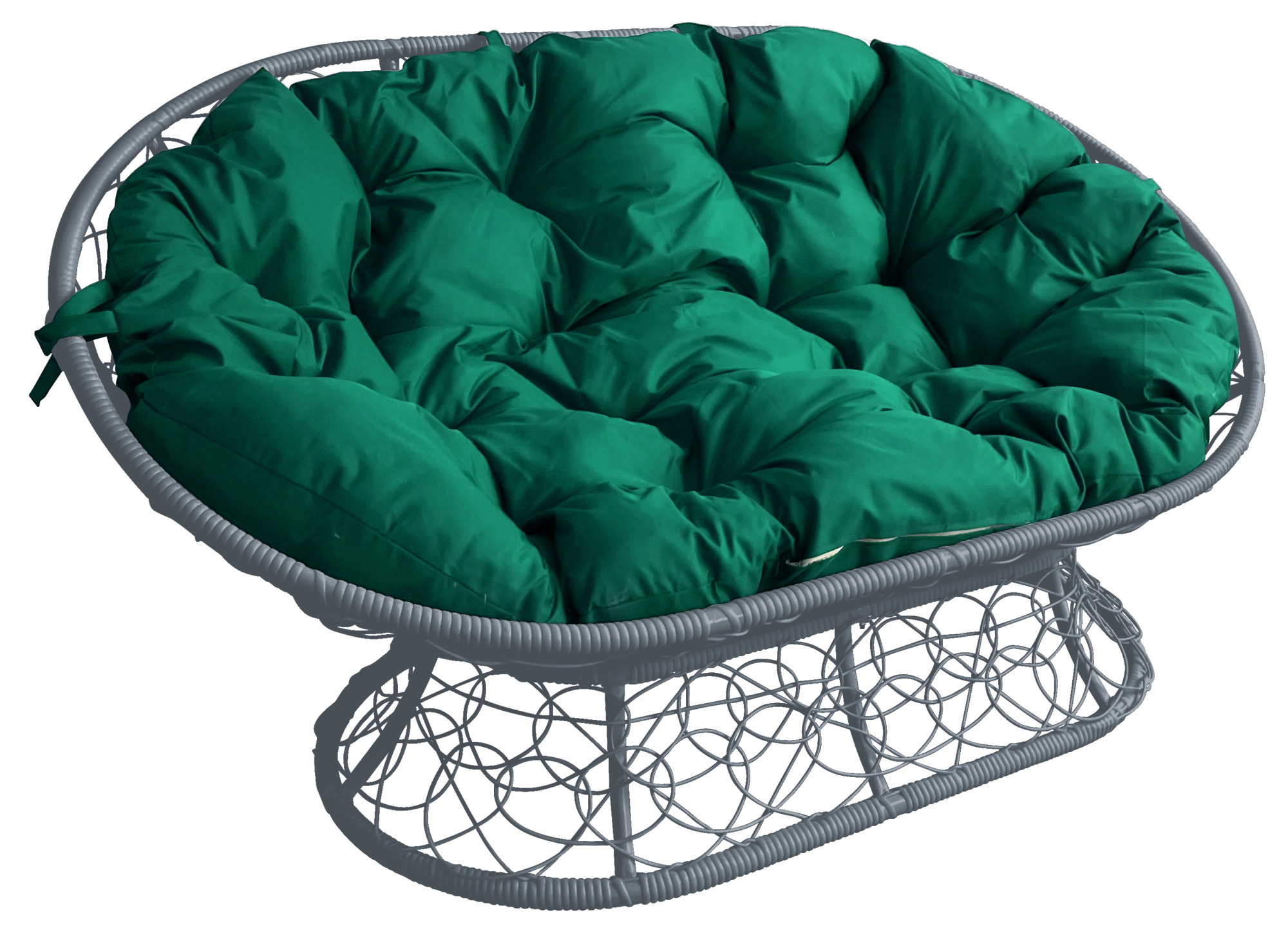 фото Диван m-group "мамасан" с ротангом серый, зелёная подушка