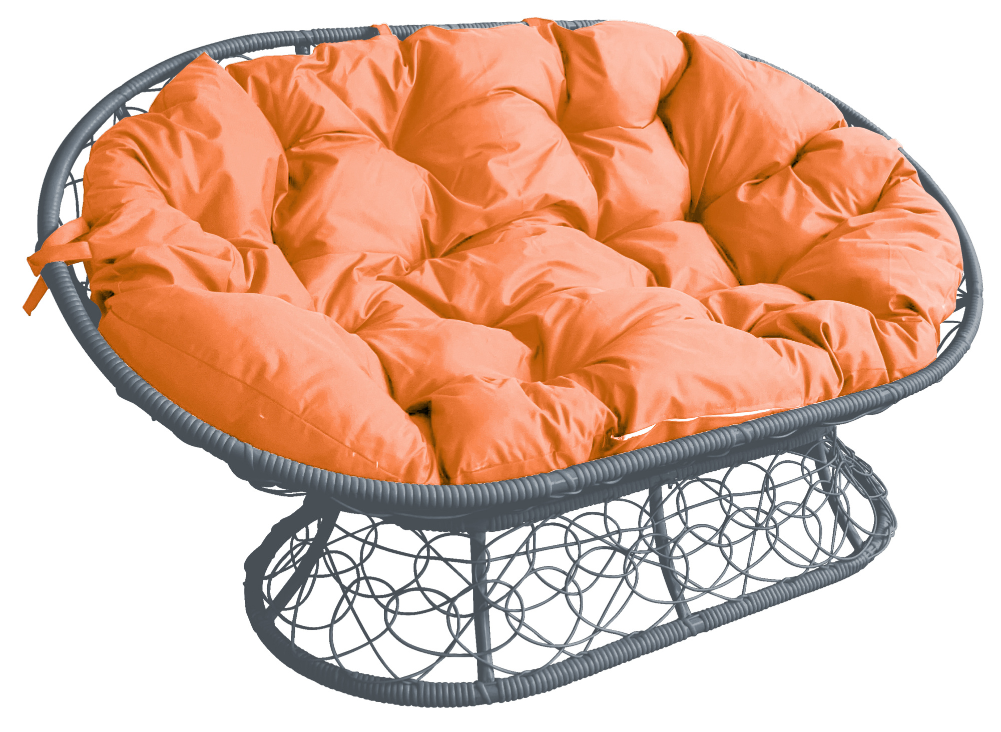 Диван садовый M-Group Мамасан серый ротанг 12110307 оранжевая подушка