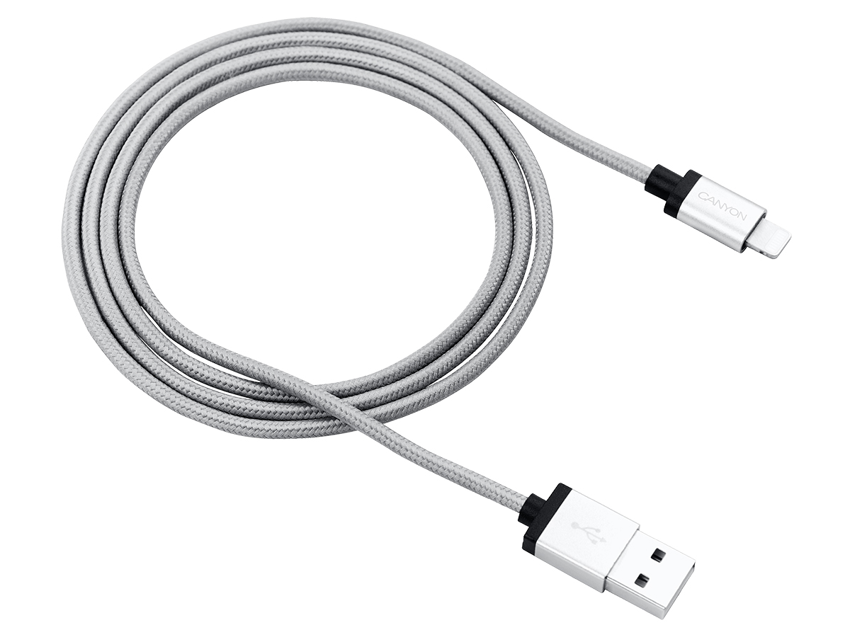 Кабель Canyon USB - Apple 8-pin MFI-3, нейлон, 1 м, белый