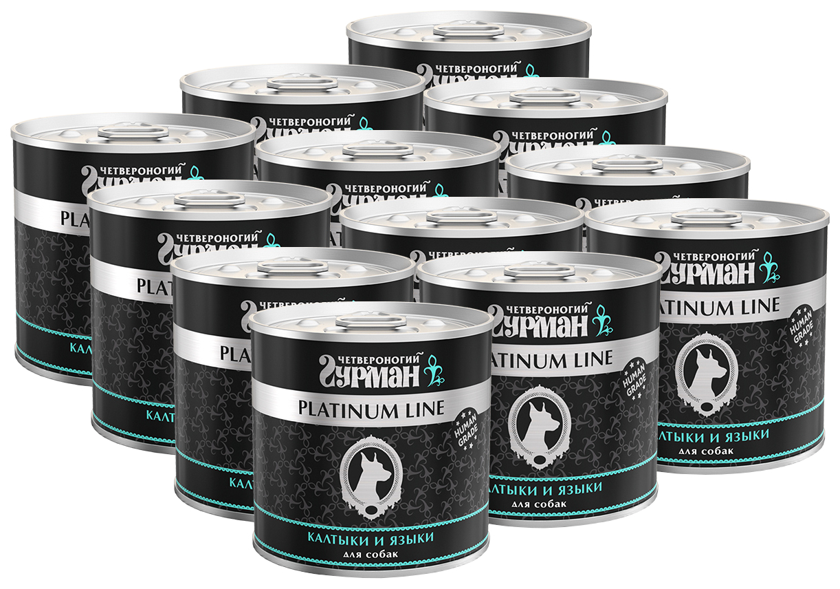 

Консервы для собак Четвероногий Гурман Platinum line Калтыки и языки, 12 шт по 240 г