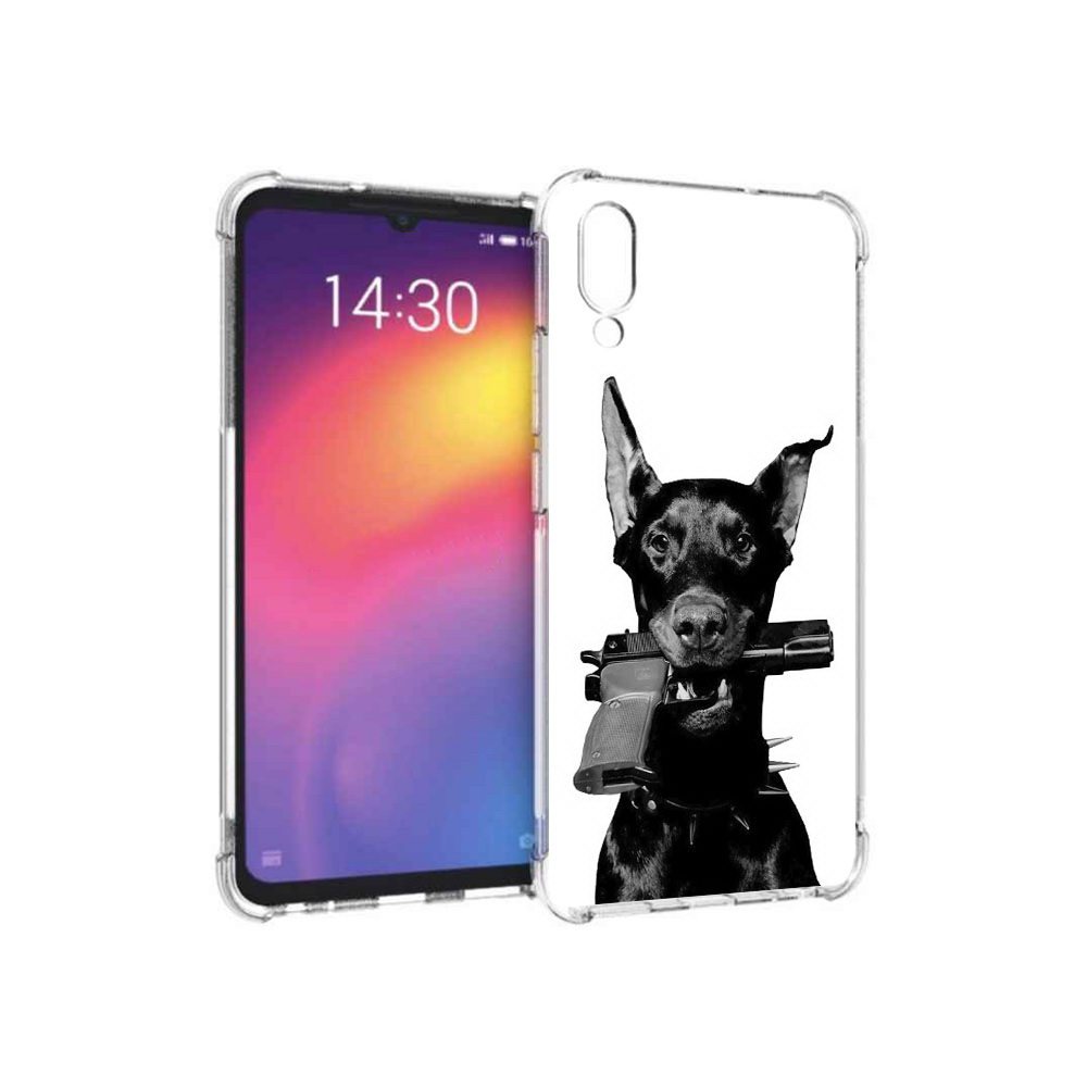 

Чехол MyPads Tocco для Meizu Note 9 доберман с пистолетом (PT134513.88.331), Прозрачный, Tocco