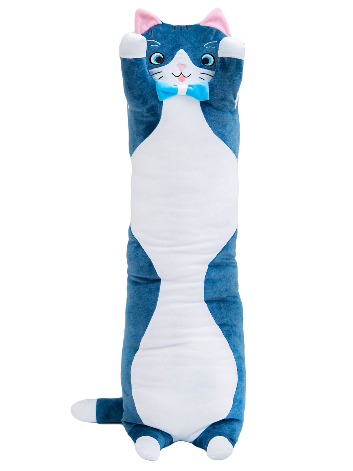фото Мягкая игрушка goldstitch подушка обнимашка длинный кот батон 100 см синяя