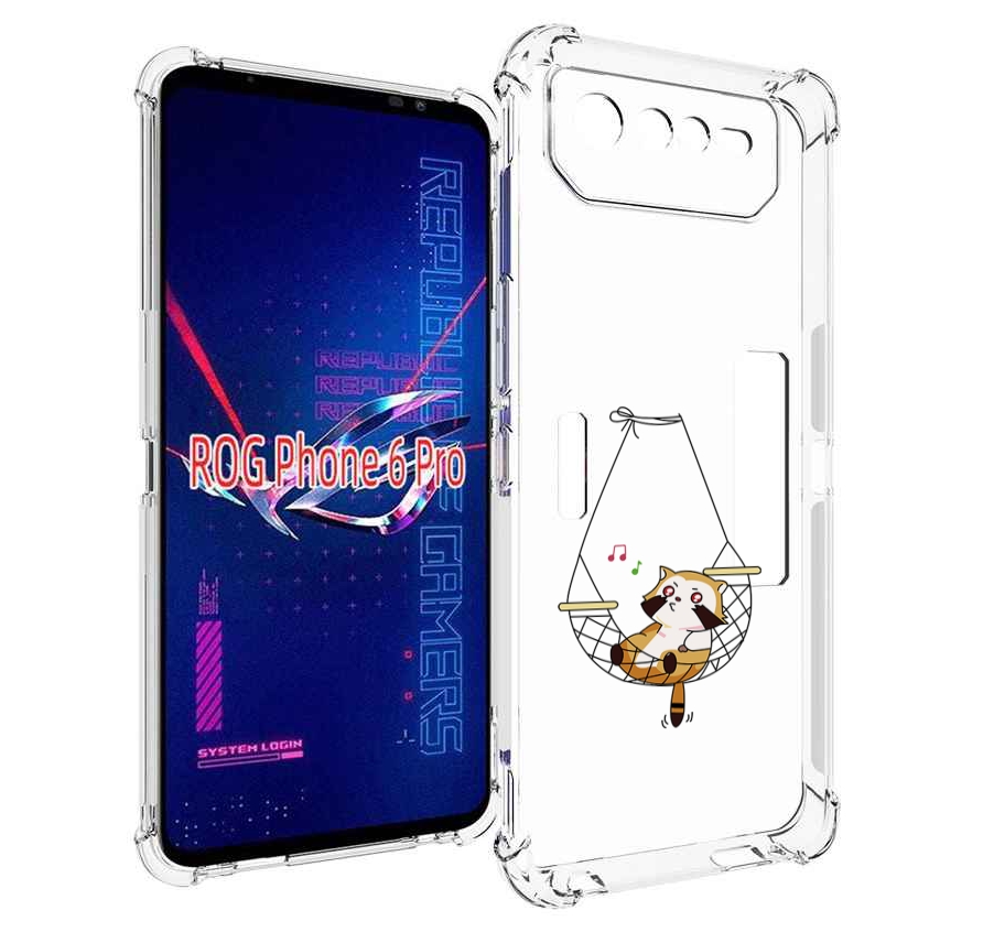 

Чехол MyPads енот-на-гамаке для Asus ROG Phone 6 Pro, Прозрачный, Tocco