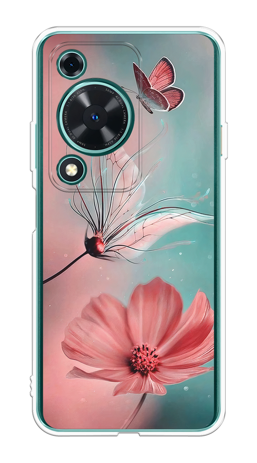 

Чехол на Huawei Nova Y72 "Бабочка и цветок", Голубой;розовый, 6123650-1