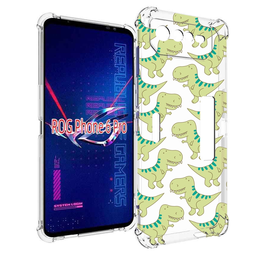 

Чехол MyPads зеленые-динозаврики для Asus ROG Phone 6 Pro, Прозрачный, Tocco