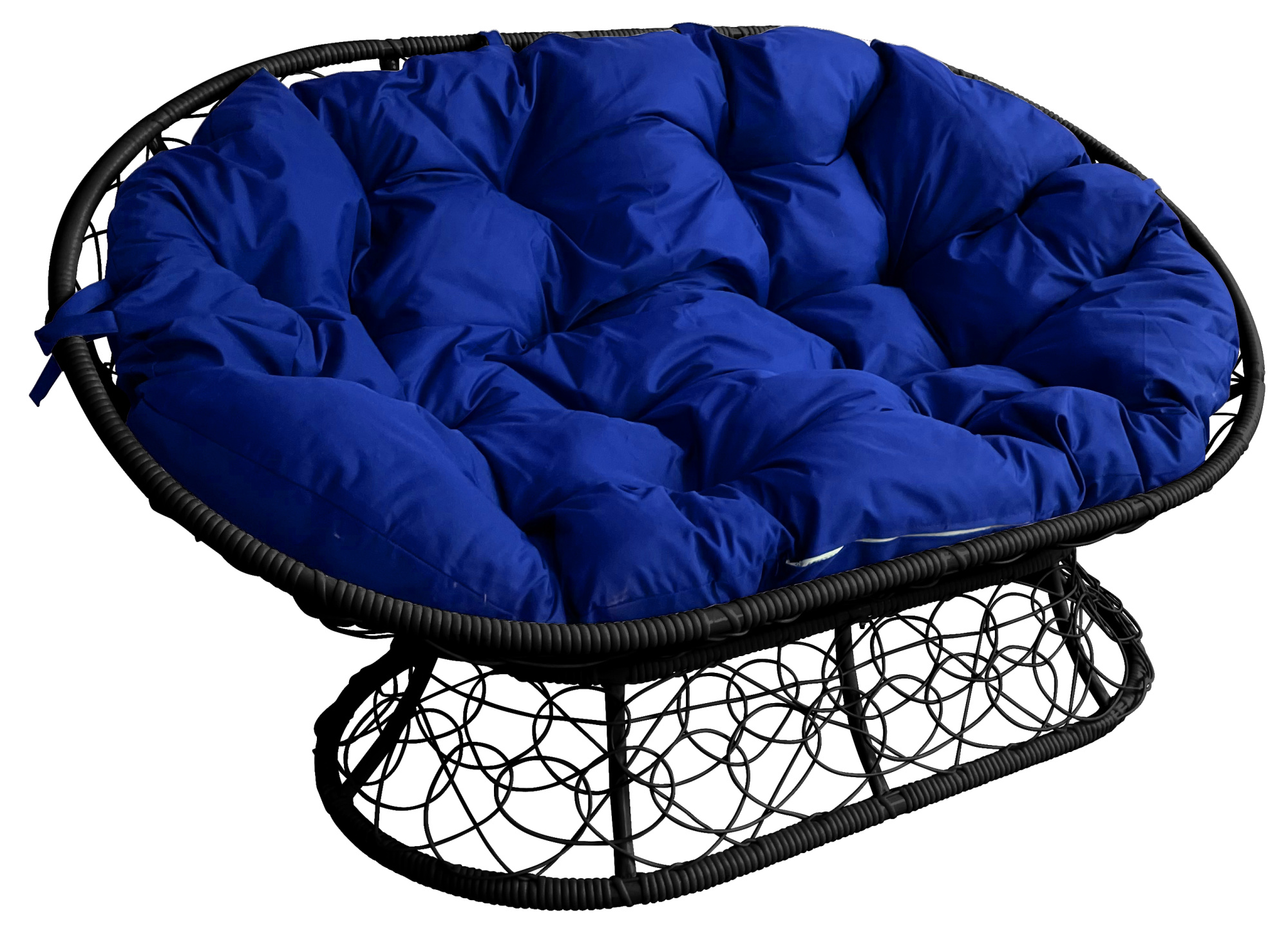 фото Диван садовый m-group мамасан черный ротанг 12110410 синяя подушка