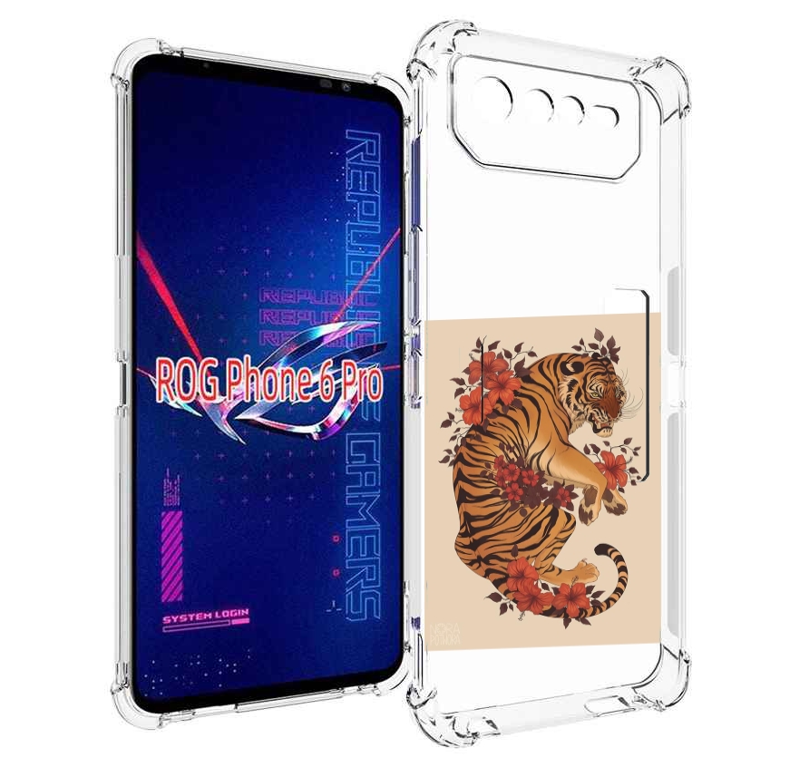 

Чехол MyPads злой-тигр-с-цветами для Asus ROG Phone 6 Pro, Прозрачный, Tocco