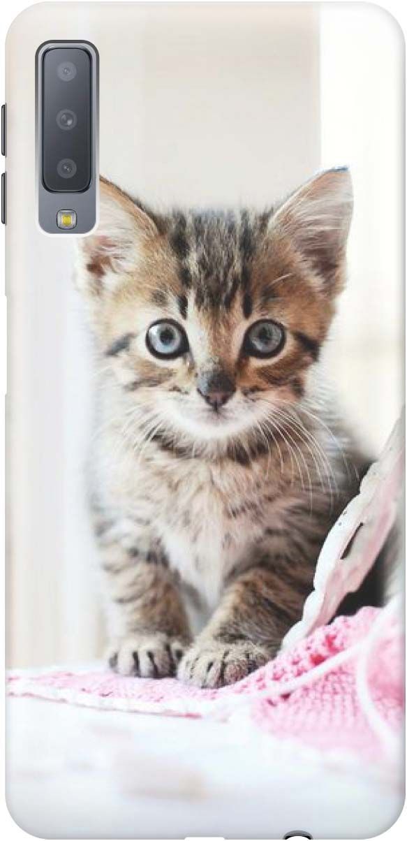 

Силиконовый чехол на Samsung Galaxy A7 (2018) с принтом "Милый котенок", Белый;коричневый, 877