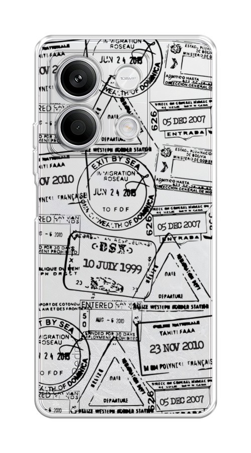 

Чехол на Xiaomi Redmi Note 13 5G "Visa stamps 2", Белый;черный;серый, 320050-1