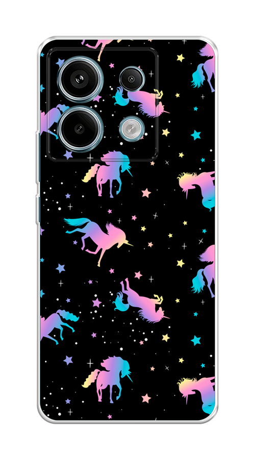 

Чехол на Xiaomi Redmi Note 13 Pro 5G "Единороги градиент", Черный;розовый;голубой, 320150-1