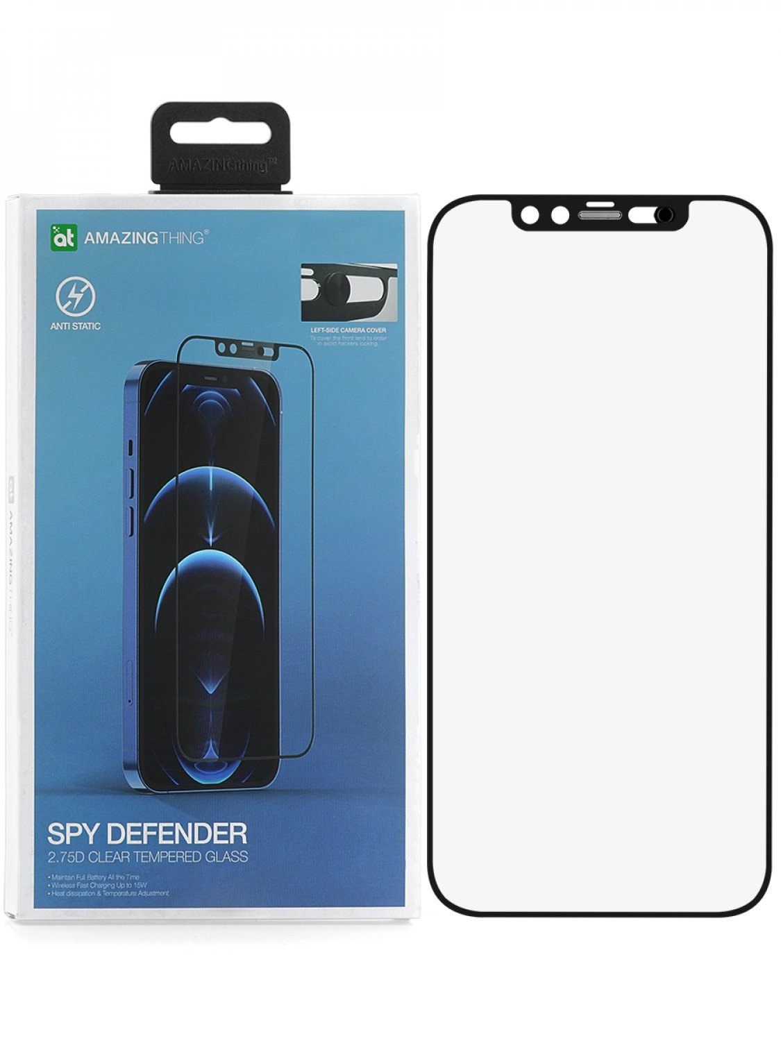 фото Защитное стекло для apple iphone 12, 12 pro amazingthing spy defender anti-statiс black