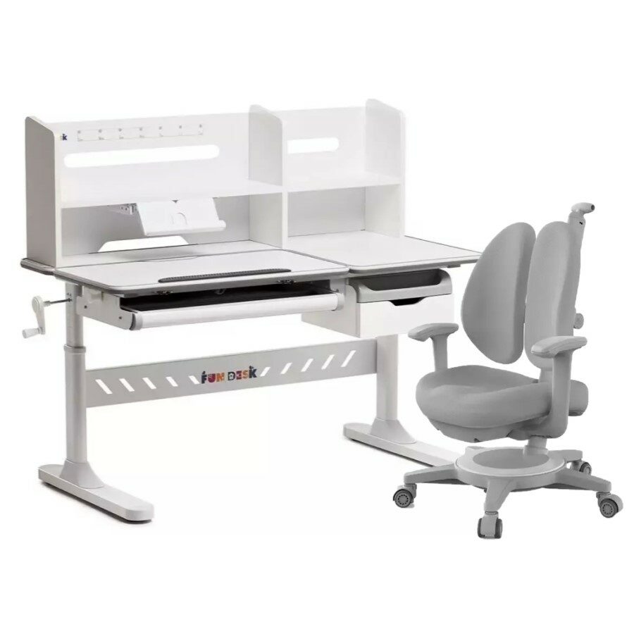 

Комплект FunDesk парта Fiore II Grey, кресло Diverso Grey 190047222878, Серый