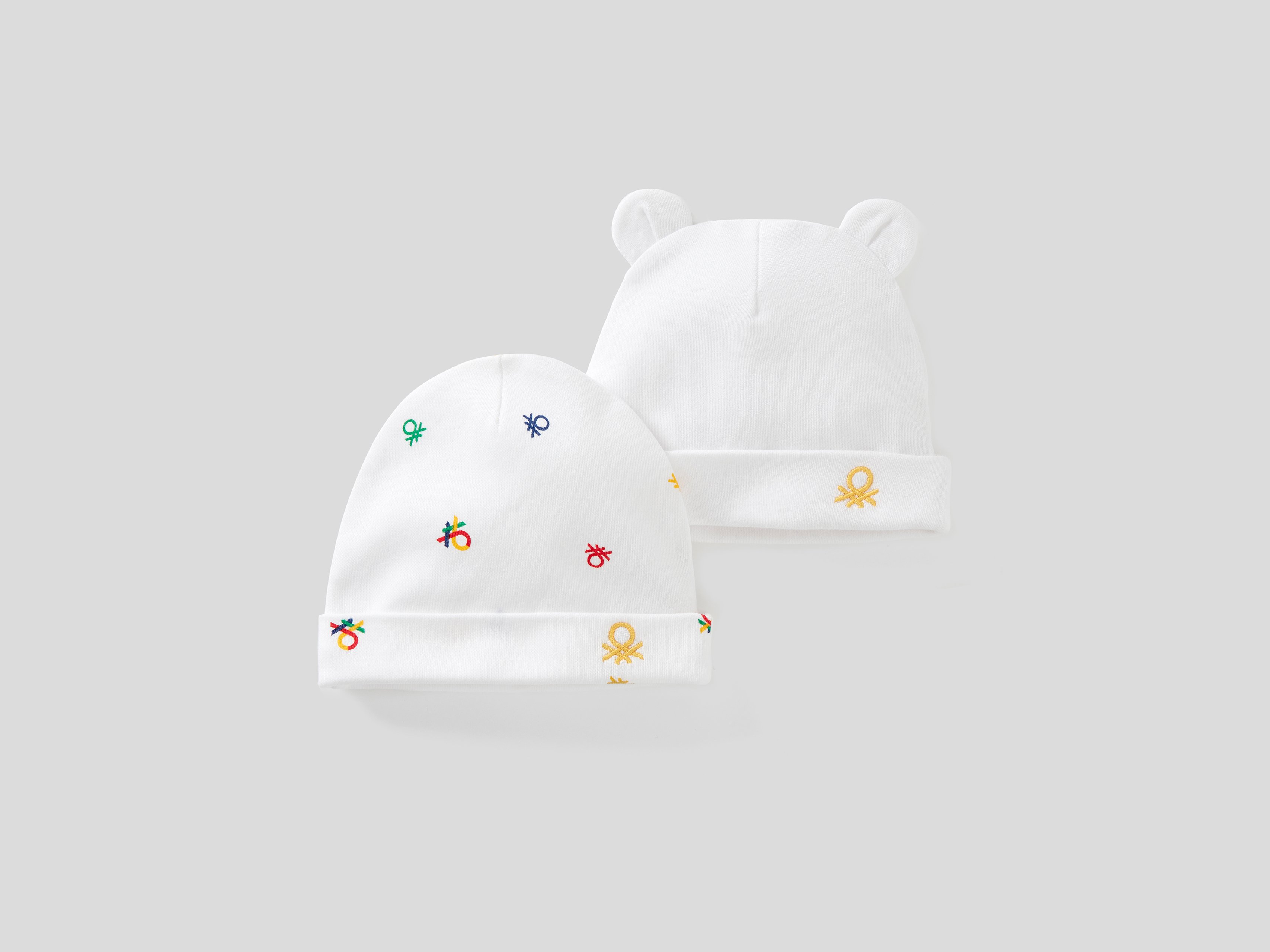 

Набор из 2х шапок для девочек Benetton цв. белый р.68, 21A_31YH0A018