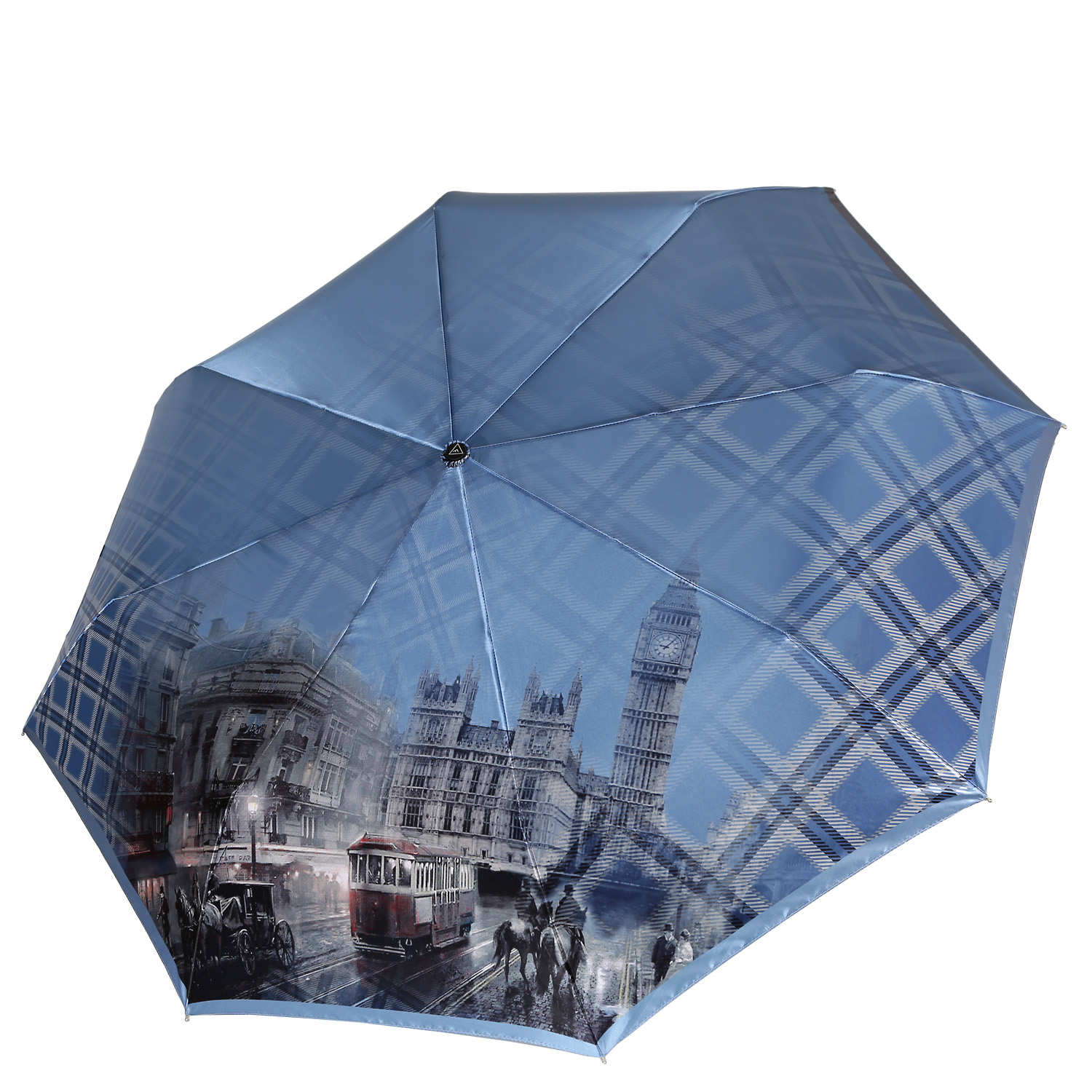Зонт складной женский автоматический FABRETTI S-20110-9, голубой