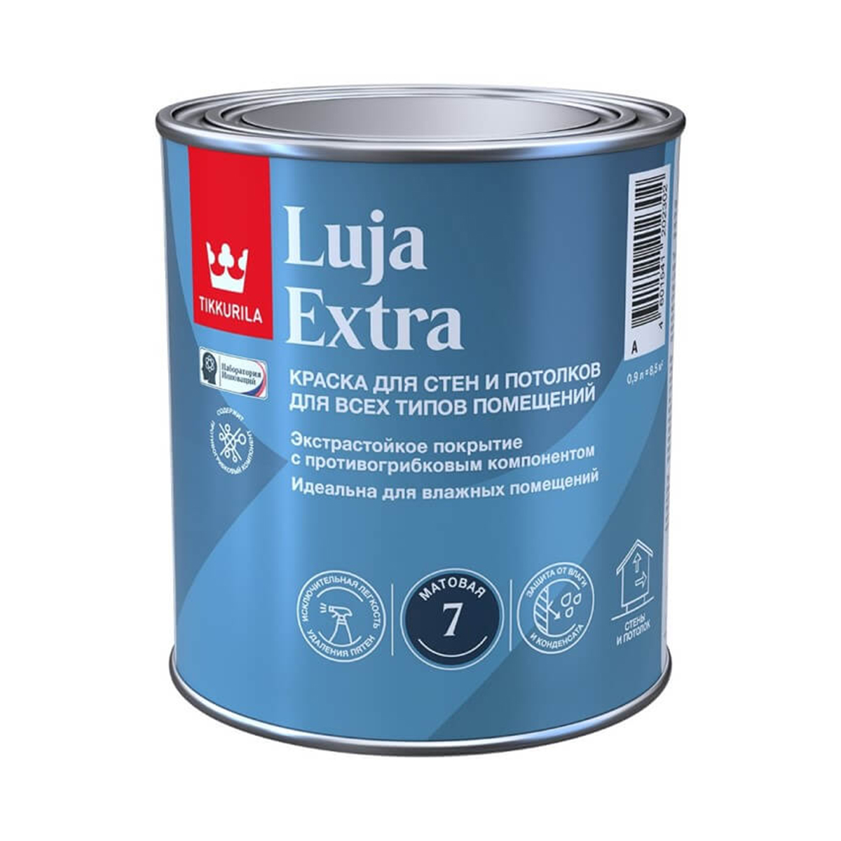 Краска для стен и потолков, Tikkurila Luja Extra, матовая, база С, бесцветная, 0,9 л