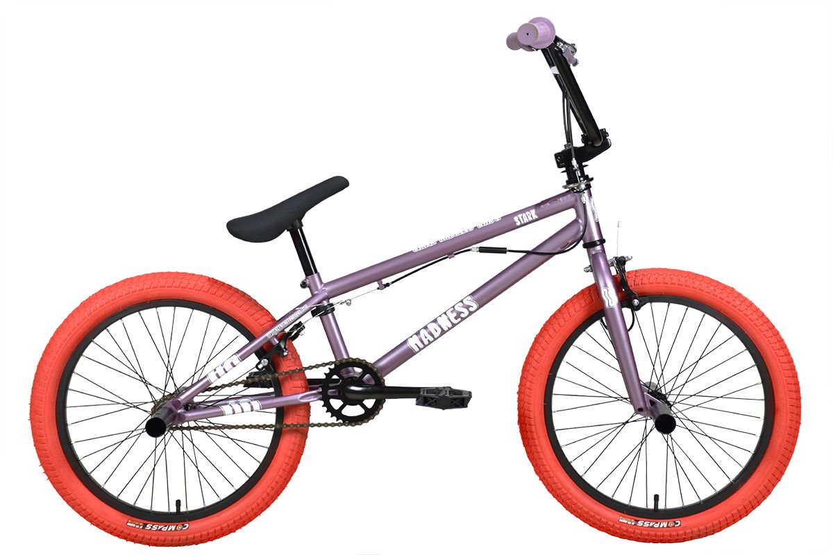 Велосипед Stark Madness BMX 2 (2024) фиолетово-серый/перламутр/красный 9